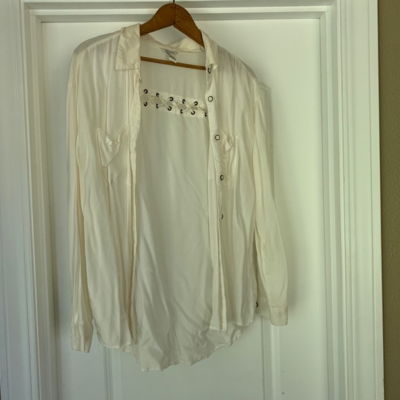 Forever 21 ling sleeve collared white shirt size L - Picture 1 of 6